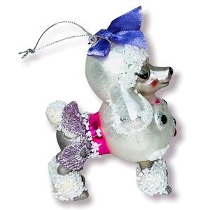 fancy white french poodle Christmas ornament